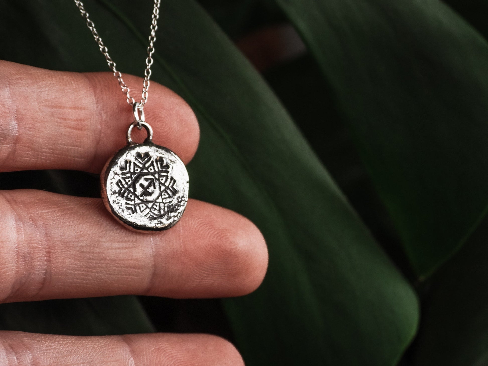 mandala engraved sagittarius coin charm necklace