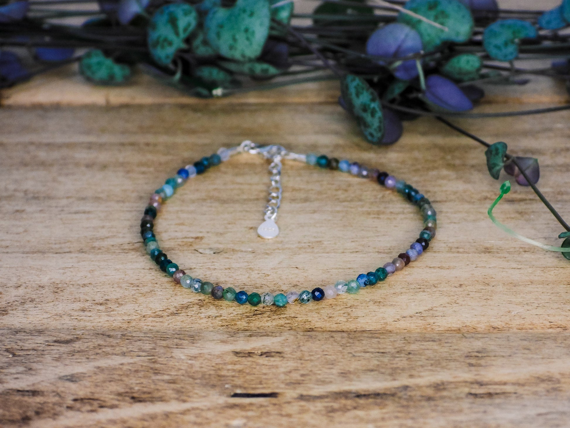 minimalist adjustable green indian agate beaded bracelet for meditation