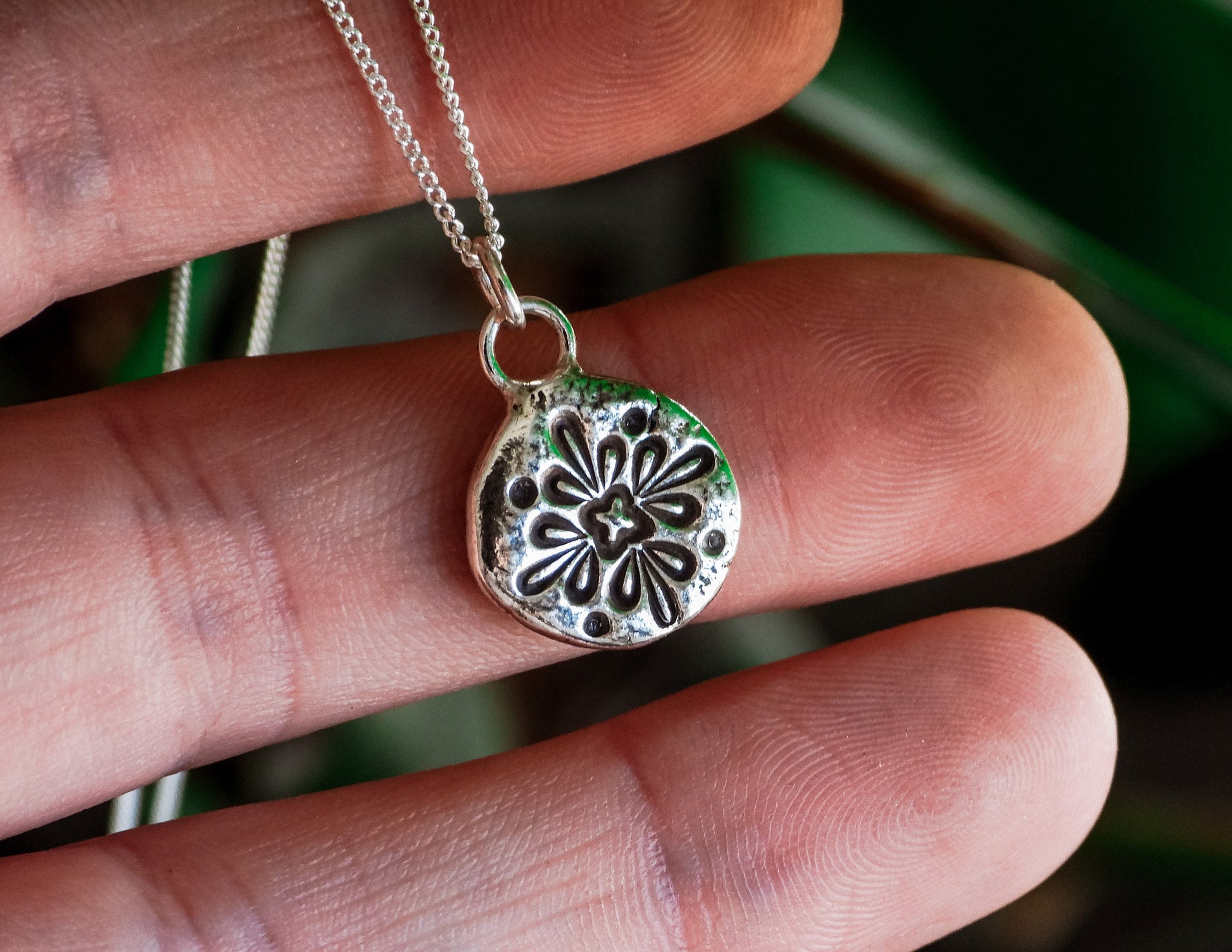 bohemian style mandala coin rustic charm necklace