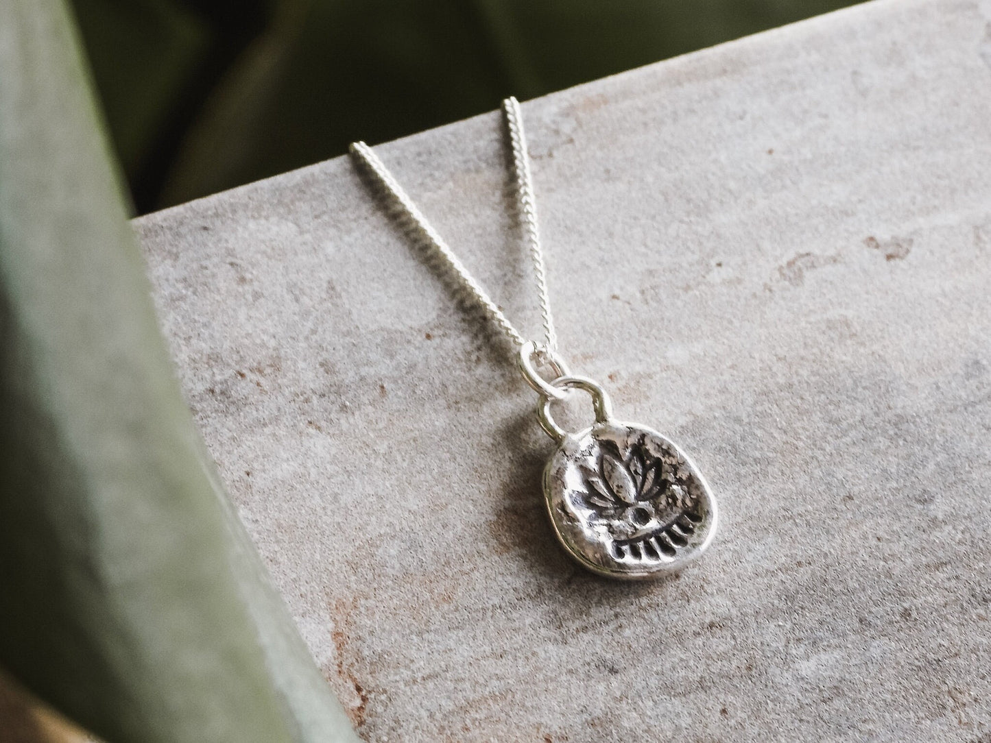 Personalised Lotus Flower Coin Charm Necklace