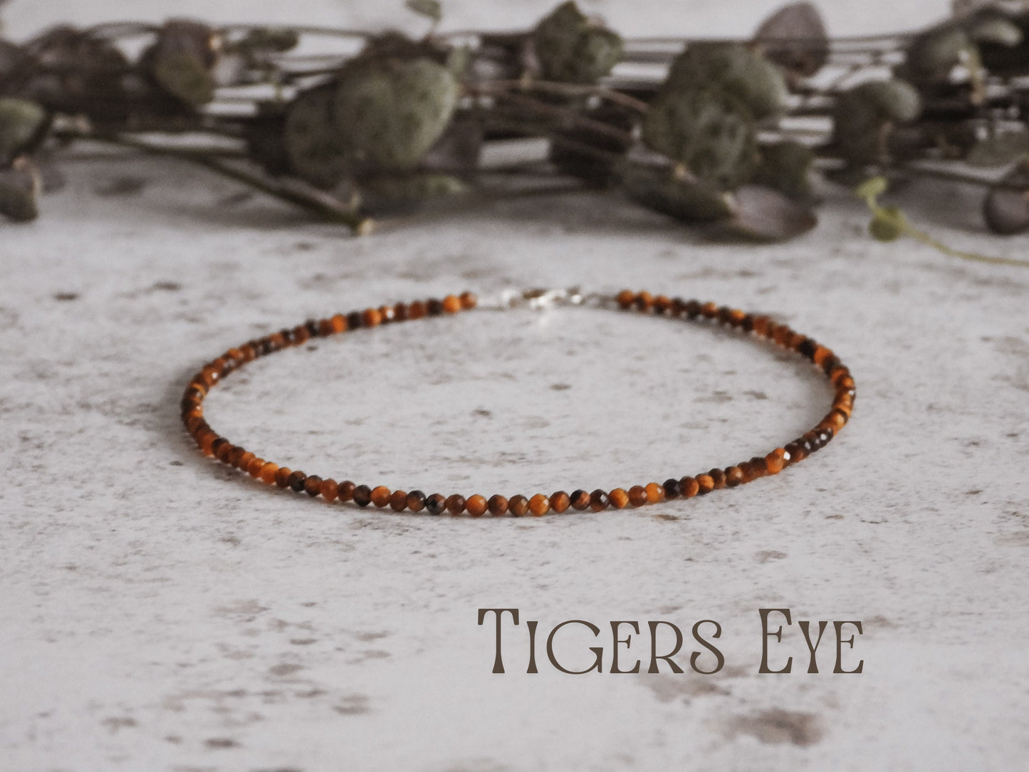 Dainty Tigers Eye "Courage" Gemstone Anklet | August Birthstone