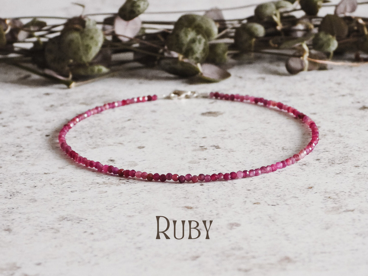 Dainty Ruby "Prophecy" Gemstone Anklet | July Birthstone