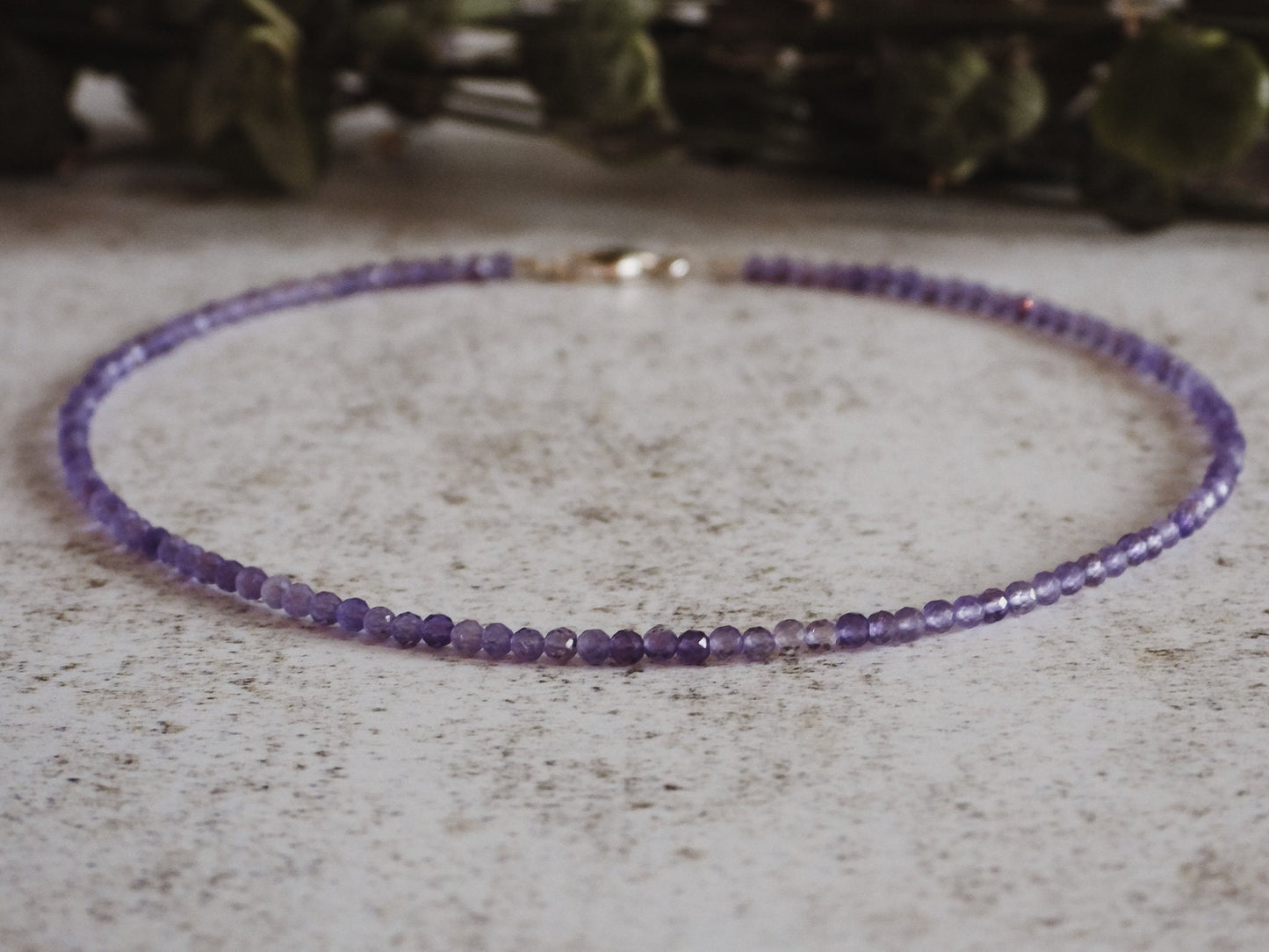 Dainty Amethyst "Sobriety" Gemstone Anklet