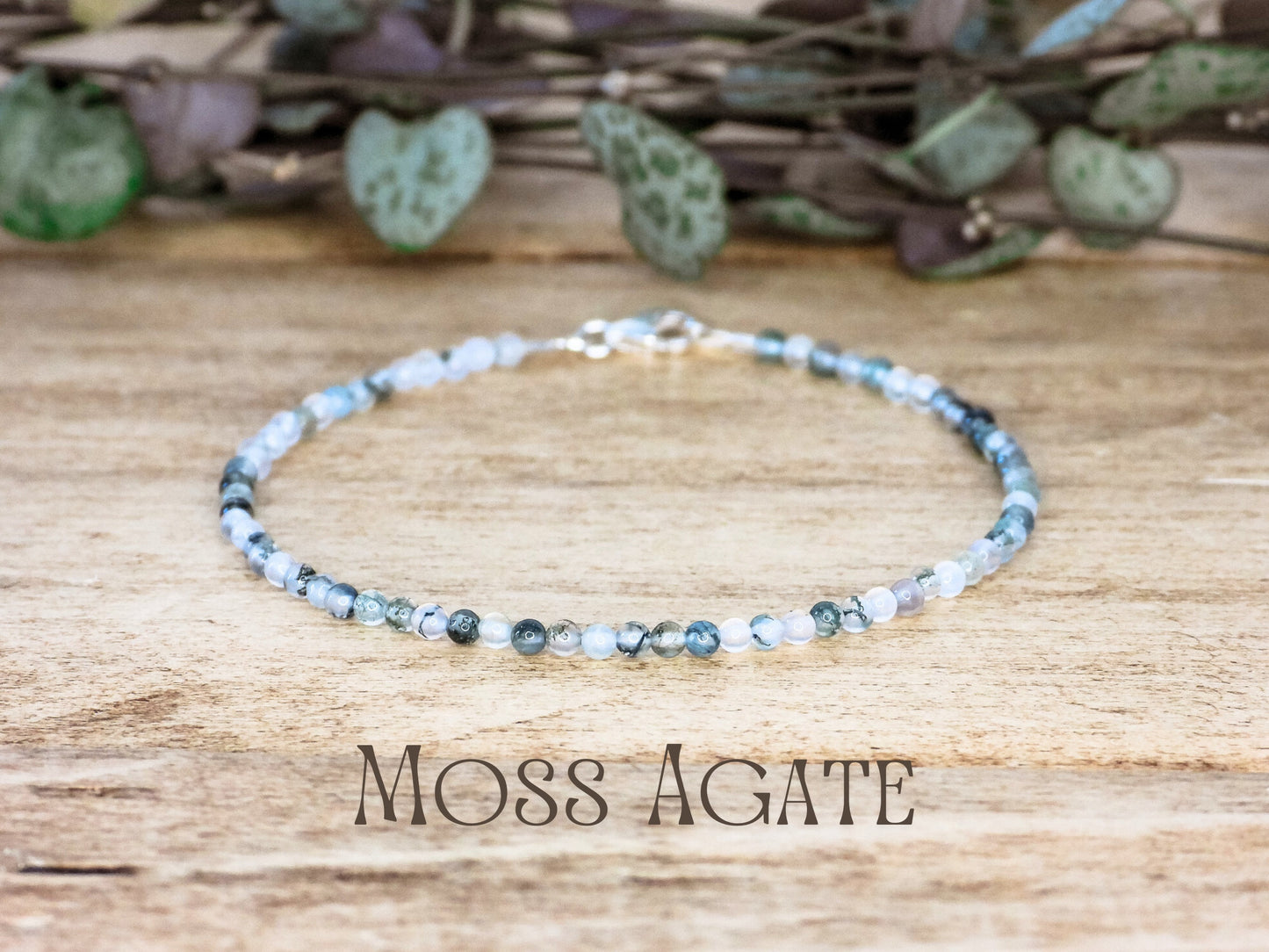 Dainty Moss Agate Gemstone Bracelet | The Gardeners Stone