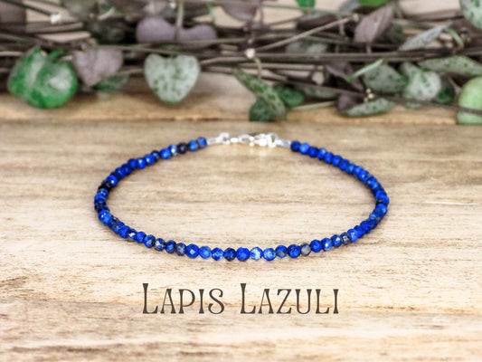 Dainty Lapis Lazuli "Truth" Gemstone Bracelet | September Birthstone | Faceted Beads