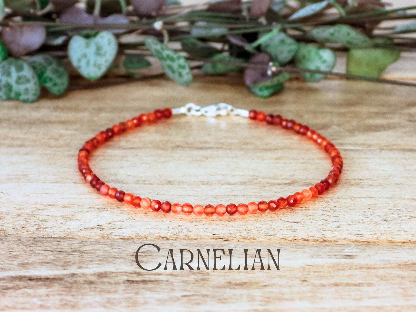Dainty Red Carnelian "Fertility" Gemstone Bracelet | July Birthstone