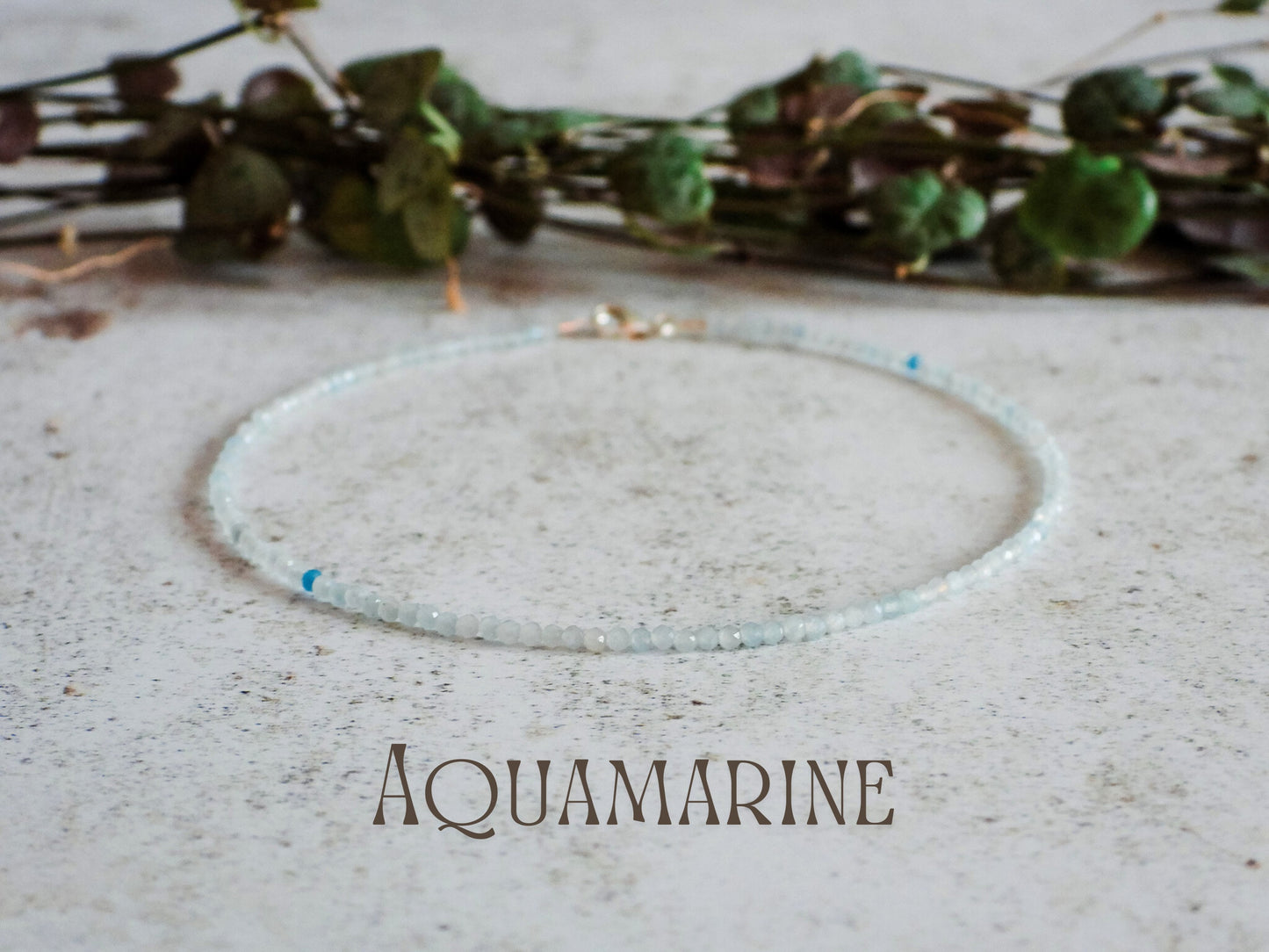 Dainty Aquamarine "Stone of the Sea" Gemstone Anklet | March Birthstone