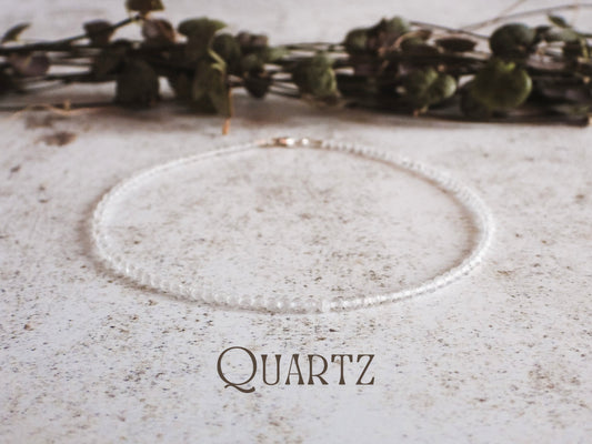 Dainty Clear Quartz "Power" Anklet | April Birthstone