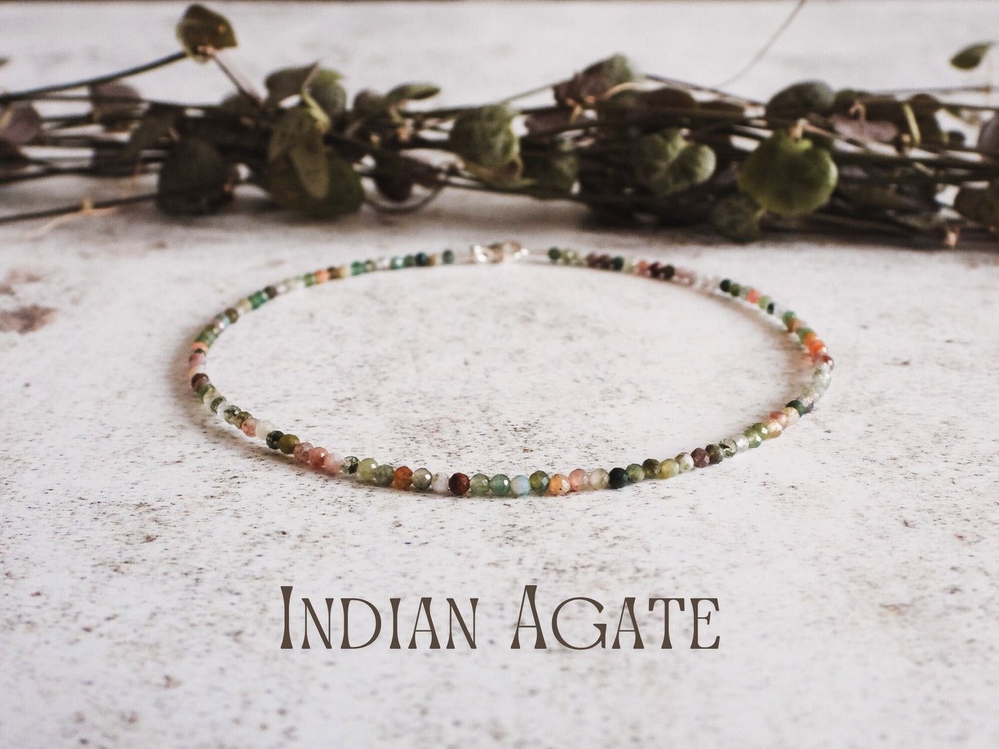 Dainty Indian Agate "Eternity" Gemstone Anklet