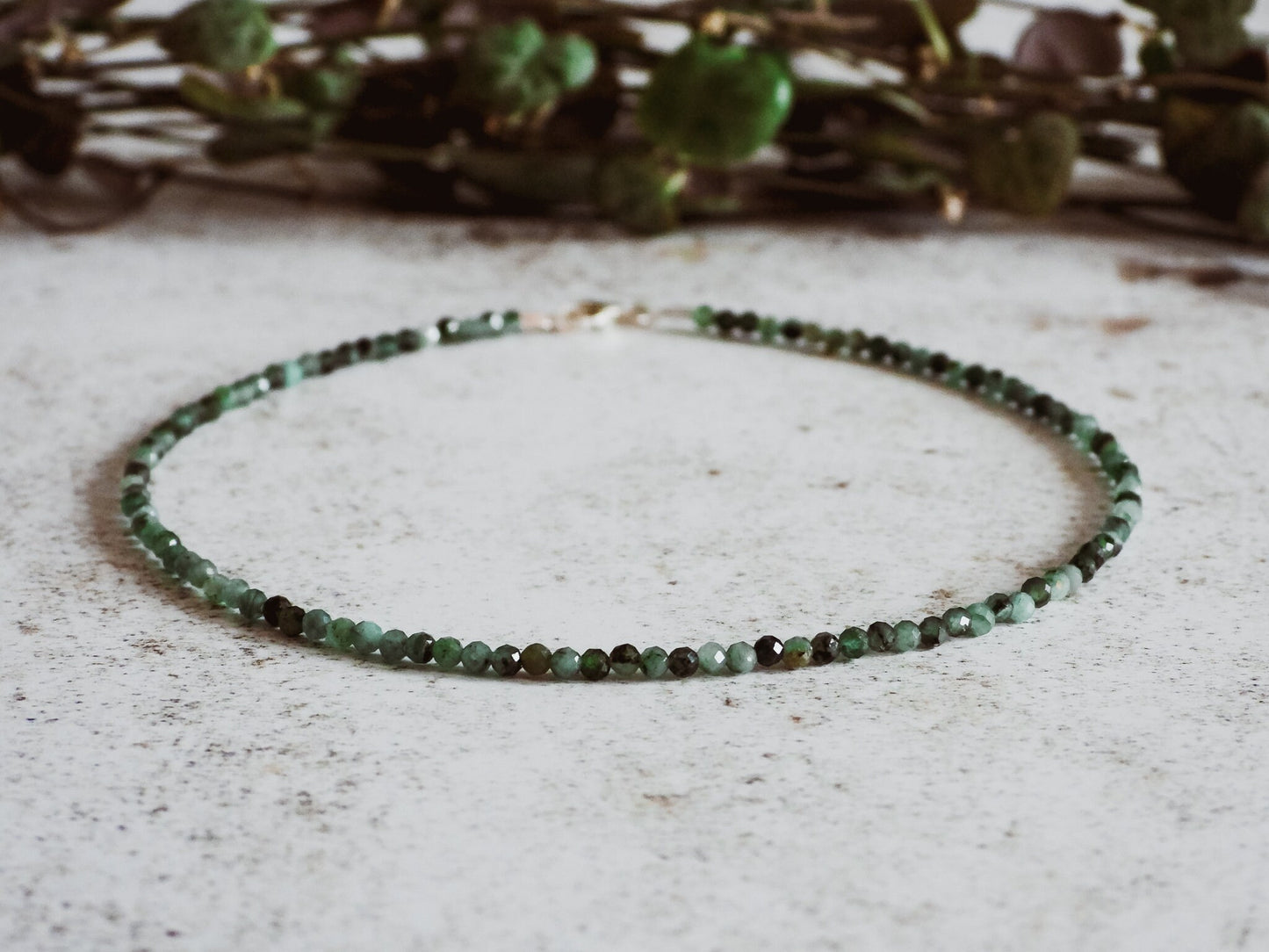 Dainty Emerald "Compassion" Gemstone Anklet | May Birthstone