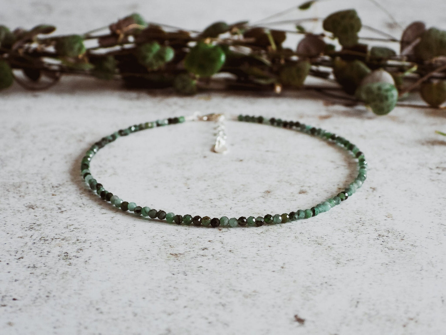 Dainty Emerald "Compassion" Gemstone Anklet | May Birthstone