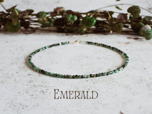 Dainty Emerald "Compassion" Gemstone Anklet | May Birthstone