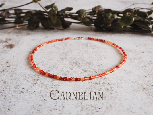 Dainty Carnelian "Fertility" Gemstone Anklet | July Birthstone