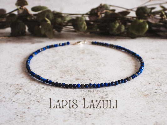 Dainty Lapis Lazuli "Truth" Gemstone Anklet | September Birthstone