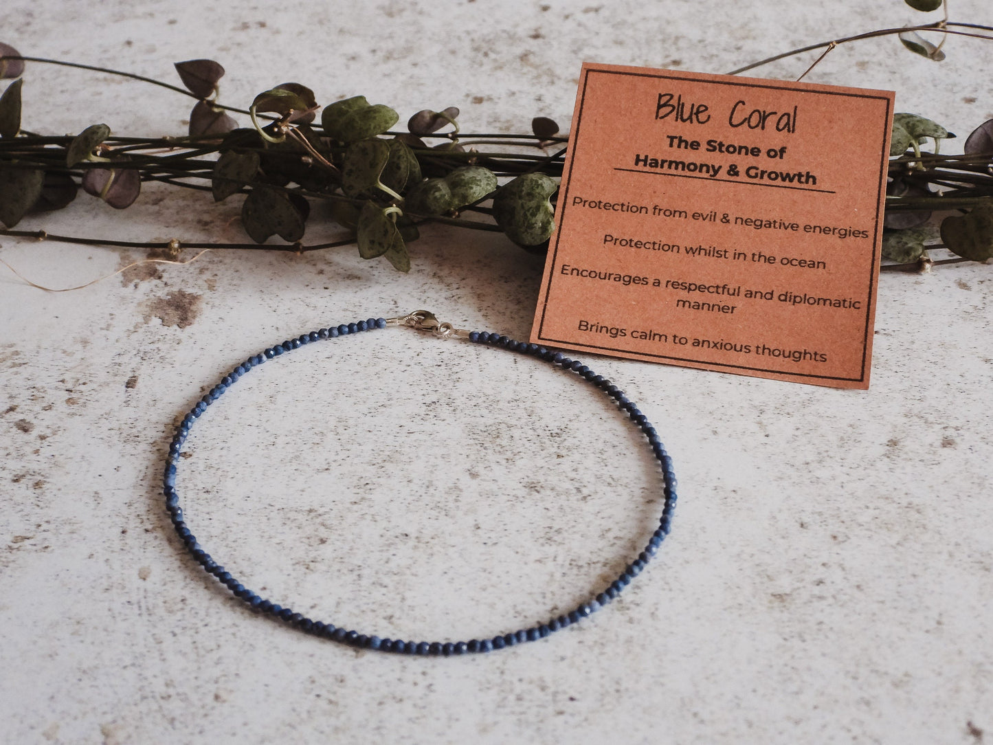 Dainty Blue Coral Gemstone "Harmony & Growth" Anklet