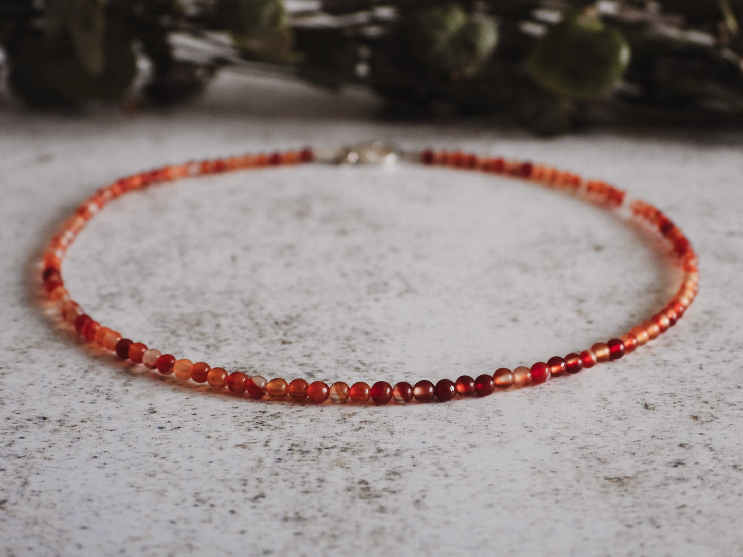 Dainty Carnelian "Fertility" Gemstone Anklet | July Birthstone