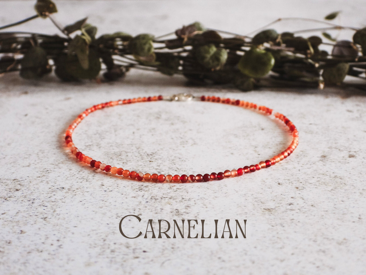 Dainty Carnelian "Fertility" Gemstone Anklet | July Birthstone