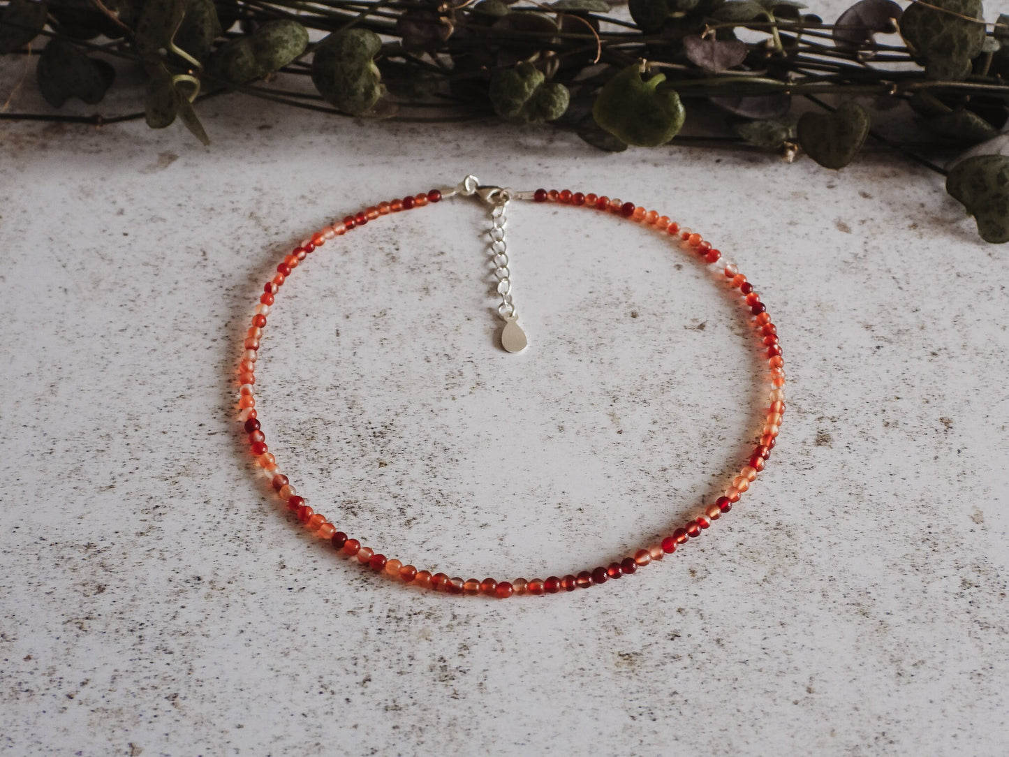 Dainty Carnelian "Fertility" Gemstone Anklet | July Birthstone