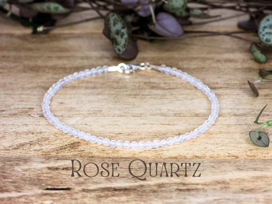 Dainty Rose Quartz "Love" Gemstone Bracelet