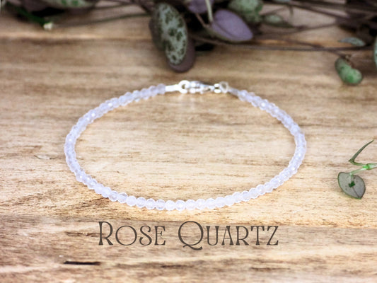 Dainty Rose Quartz "Love" Gemstone Bracelet