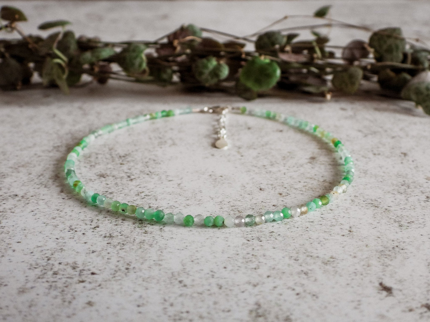 Dainty Chrysoprase "Love & Joy" Gemstone Anklet