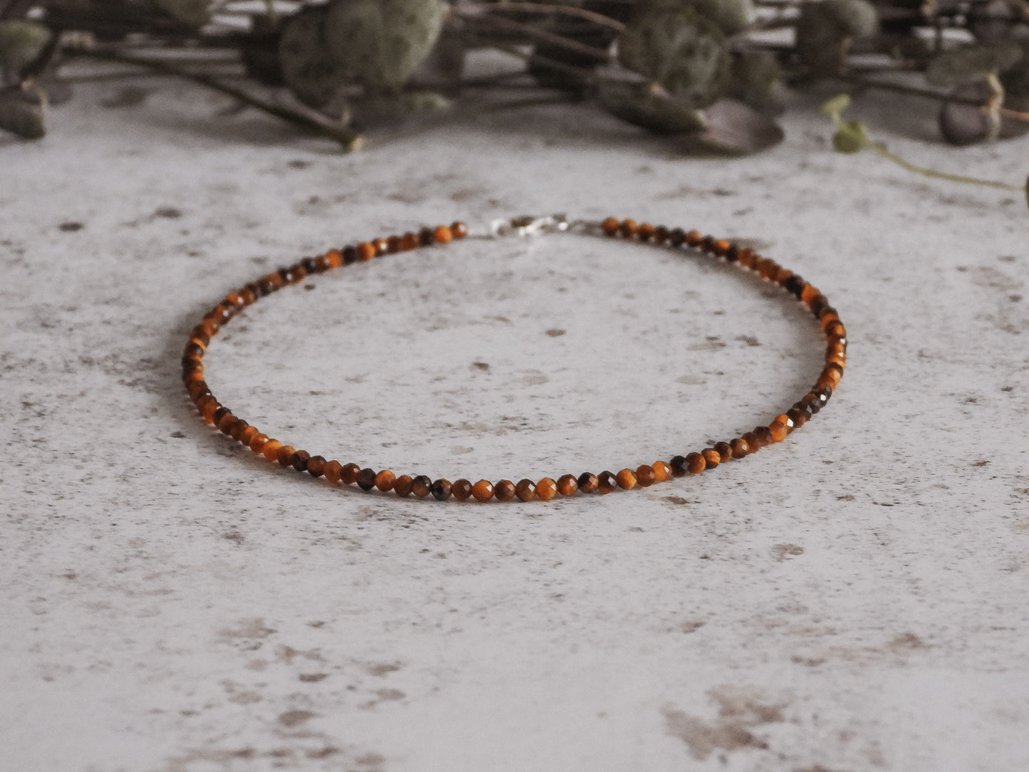 Dainty Tigers Eye "Courage" Gemstone Anklet | August Birthstone