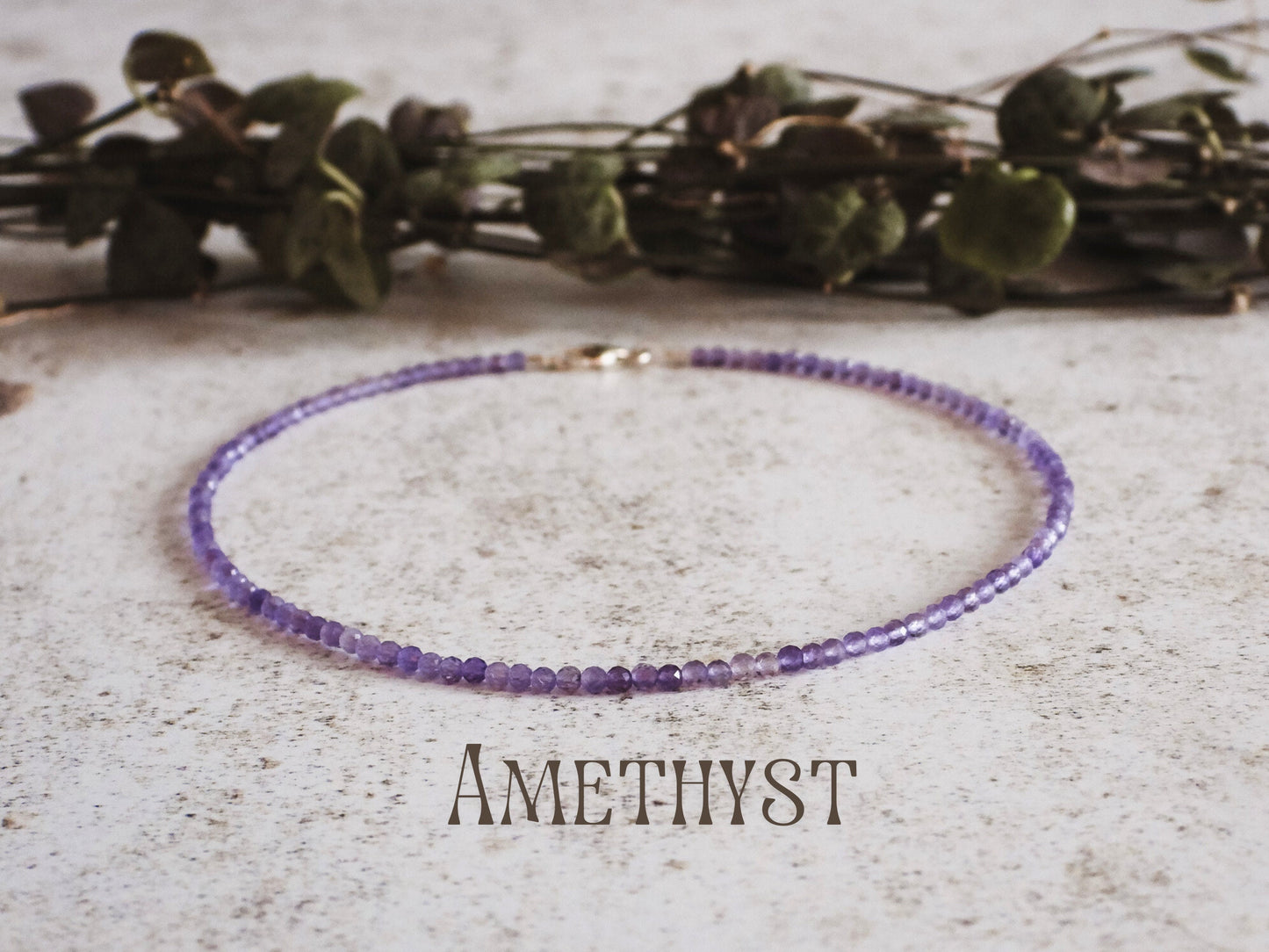 Dainty Amethyst "Sobriety" Gemstone Anklet