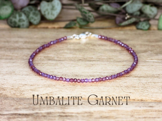 Dainty Umbalite Garnet "Trust & Friendship" Gemstone Bracelet | January Birthstone