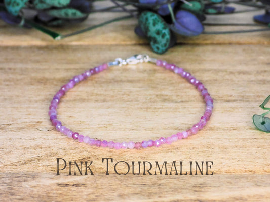 Dainty Pink Tourmaline "Love & Compassion" Gemstone Bracelet | October Birthstone