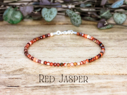 Dainty Red Jasper "Strength" Gemstone Bracelet