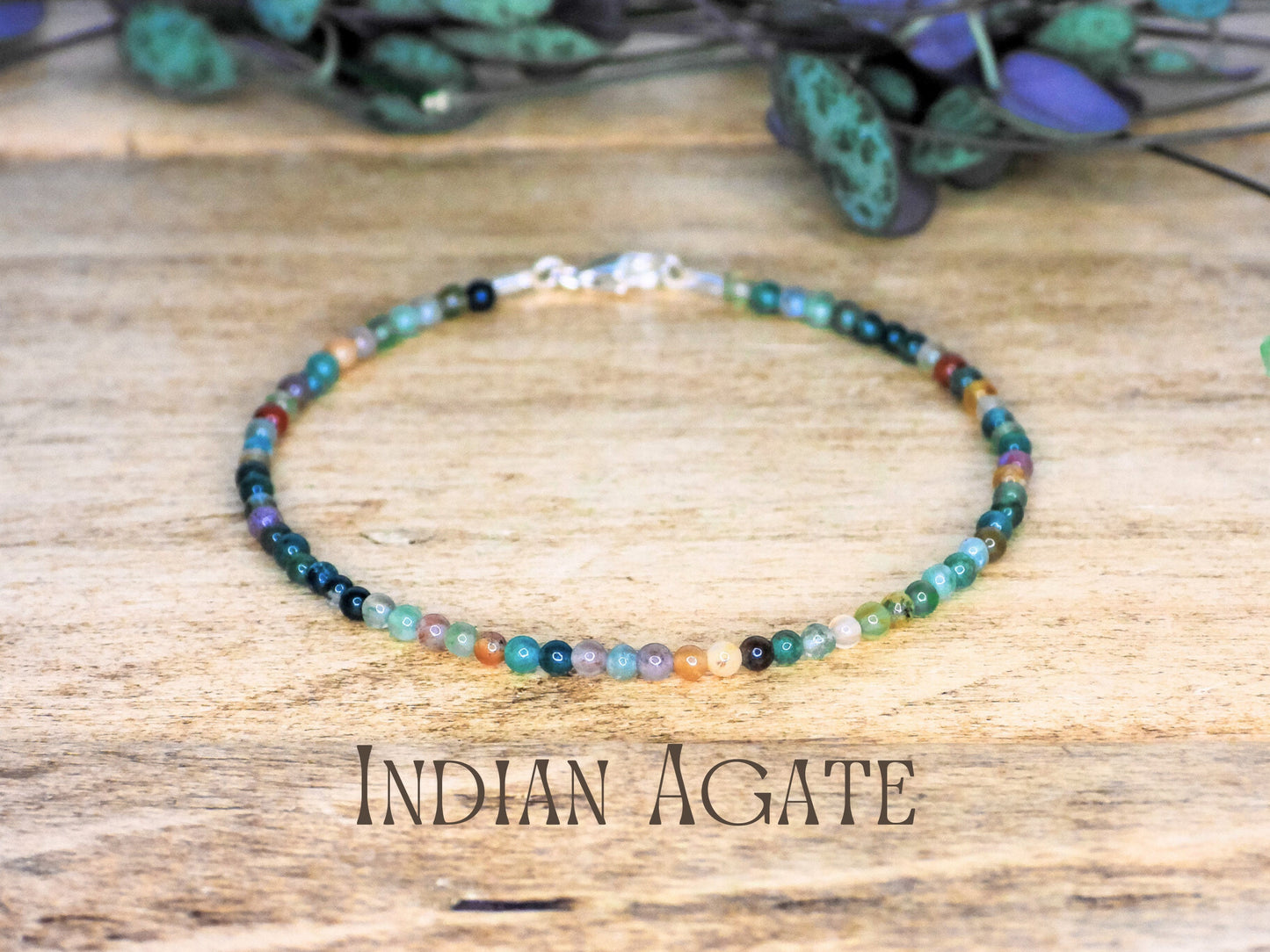 Dainty Indian Agate "Eternity" Gemstone Bracelet
