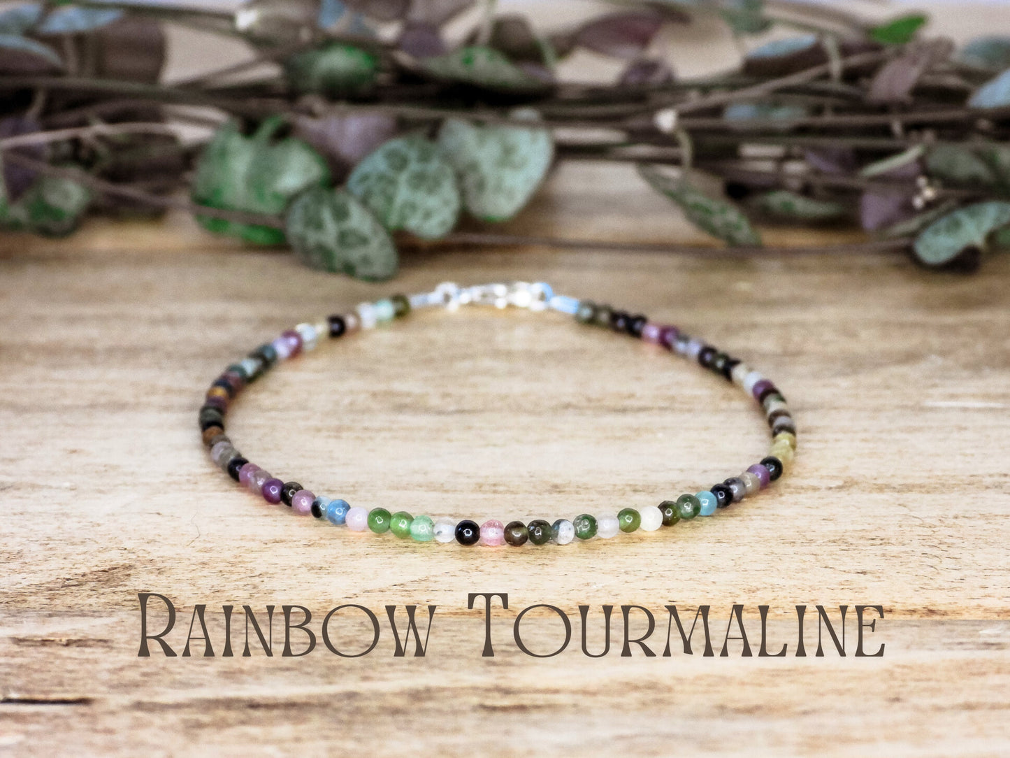 Dainty Rainbow Tourmaline "Forgiveness" Gemstone Bracelet | October Birthstone | Round Beads