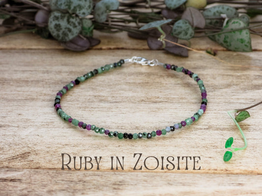 Dainty Ruby in Zoisite "Gratitude" Gemstone Bracelet