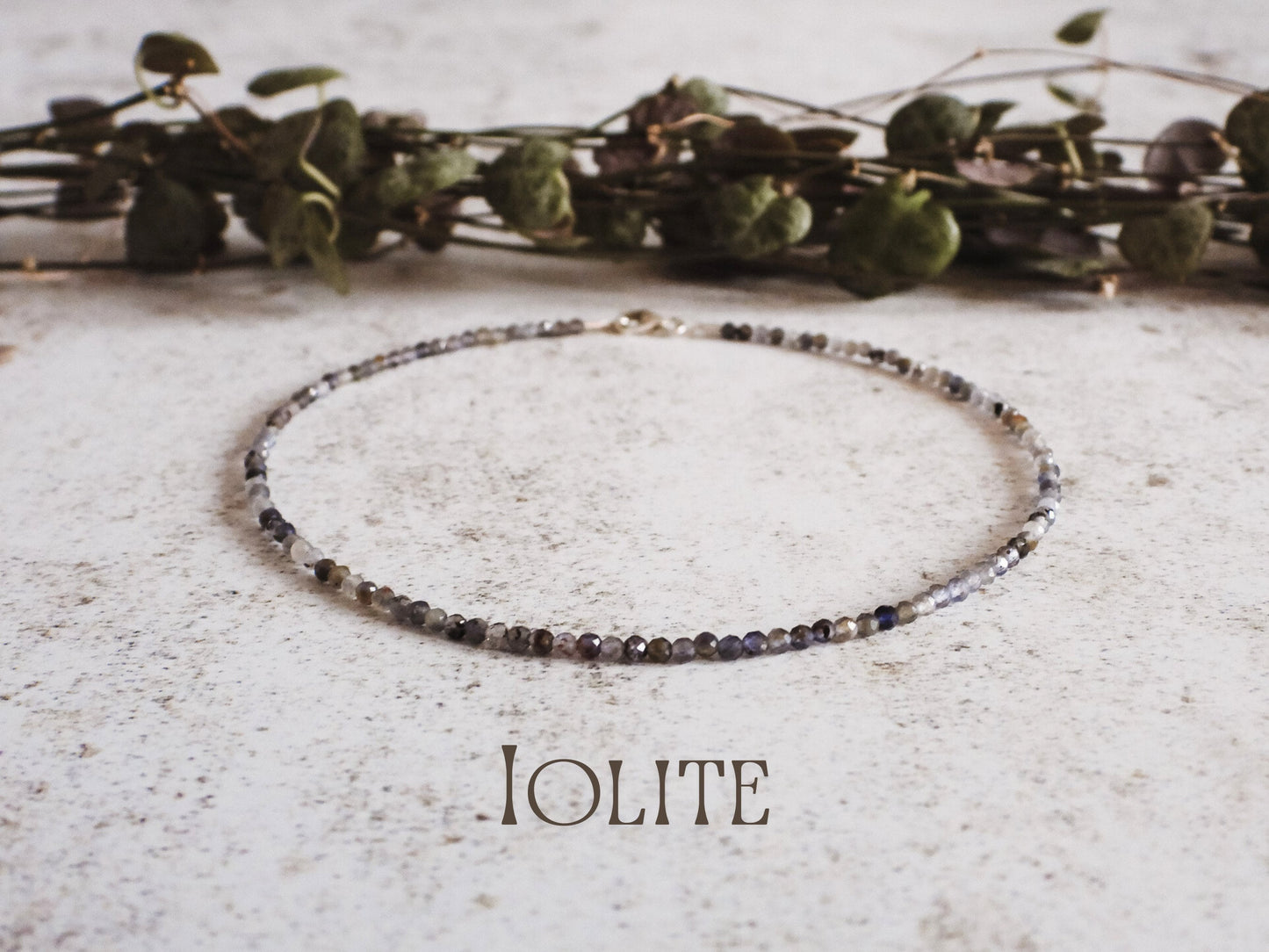 Dainty Iolite "Worry" Gemstone Anklet | The Viking Compass
