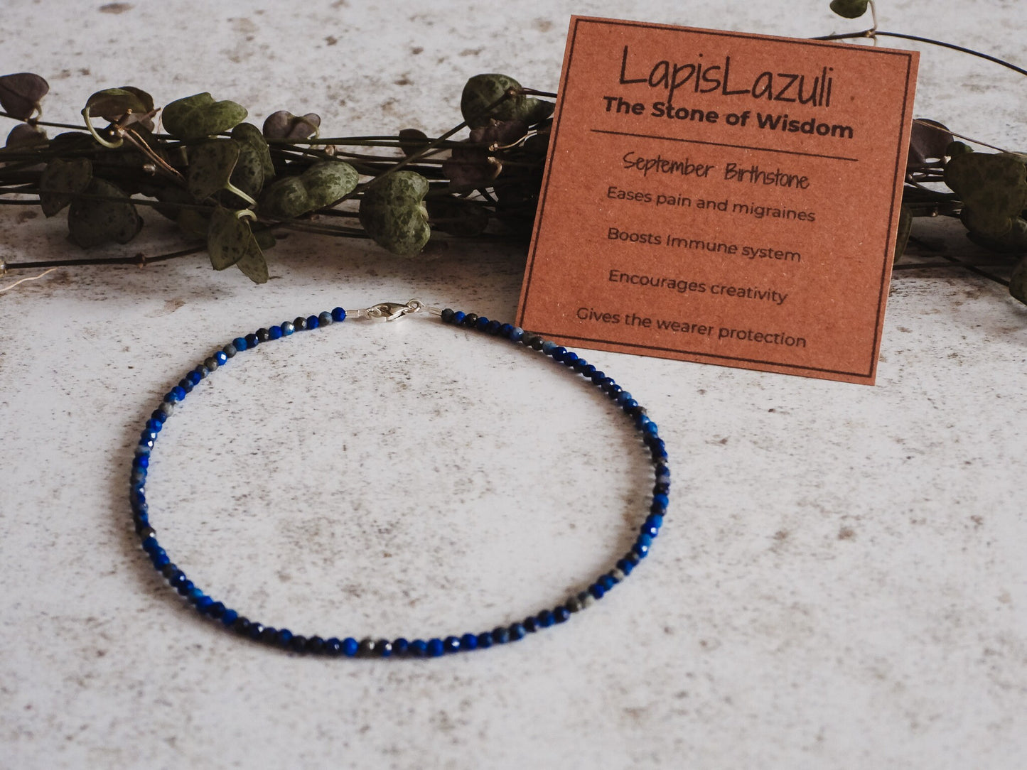 Dainty Lapis Lazuli "Truth" Gemstone Anklet | September Birthstone