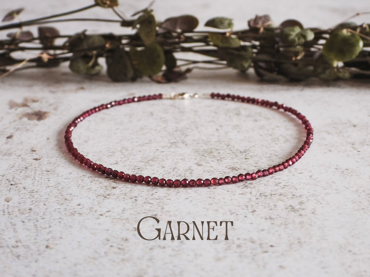 Dainty Garnet "Trust & Friendship" Gemstone Anklet | January Birthstone