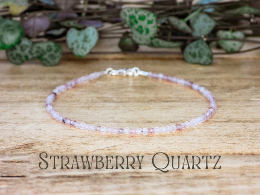 Dainty Strawberry Quartz "Abundance" Gemstone Bracelet