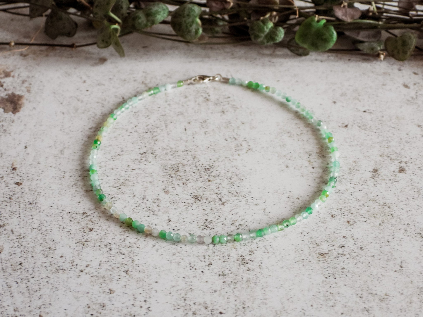 Dainty Chrysoprase "Love & Joy" Gemstone Anklet