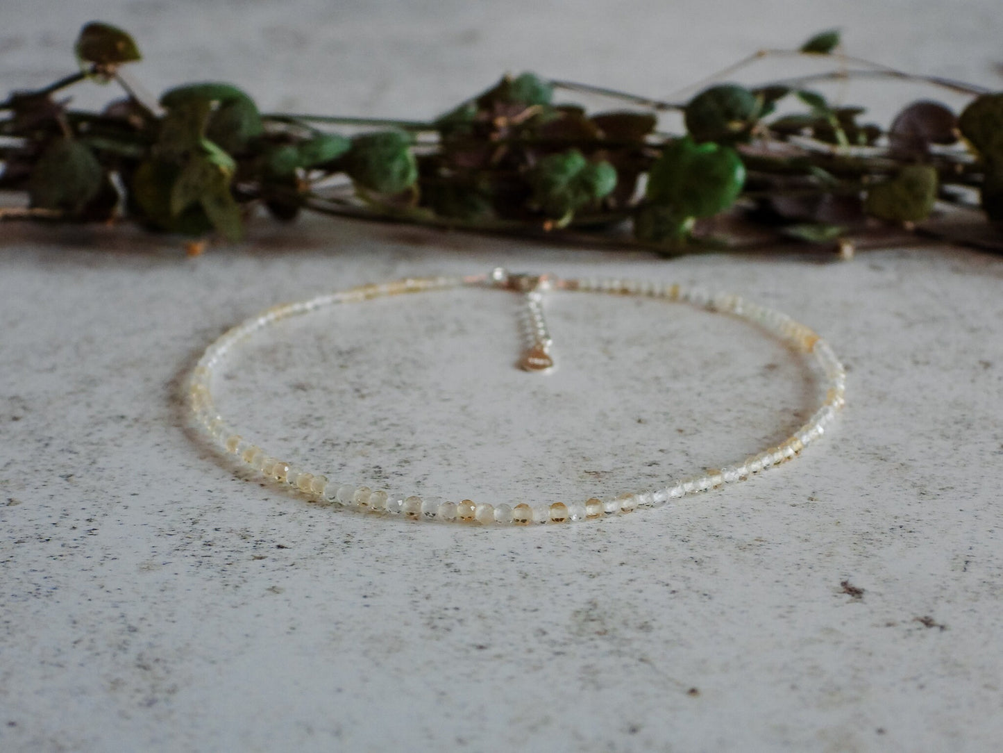 Dainty Citrine "Happiness" Gemstone Anklet | November Birthstone | Faceted Beads