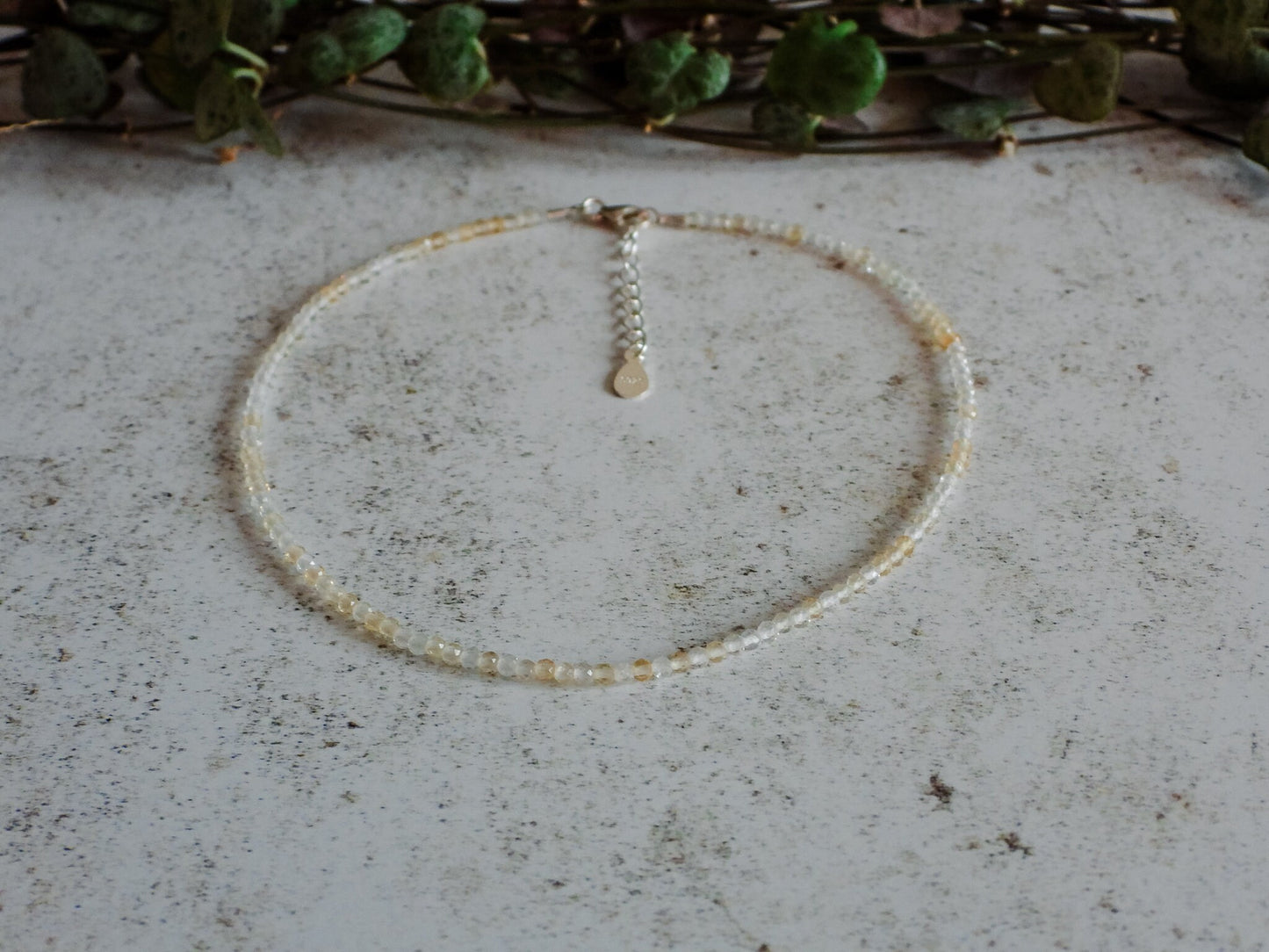 Dainty Citrine "Happiness" Gemstone Anklet | November Birthstone | Faceted Beads