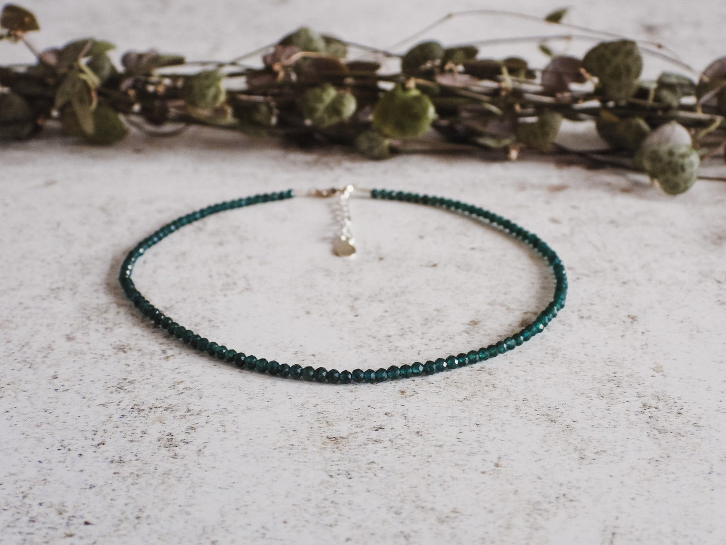 Dainty Teal Grandidierite Gemstone Anklet