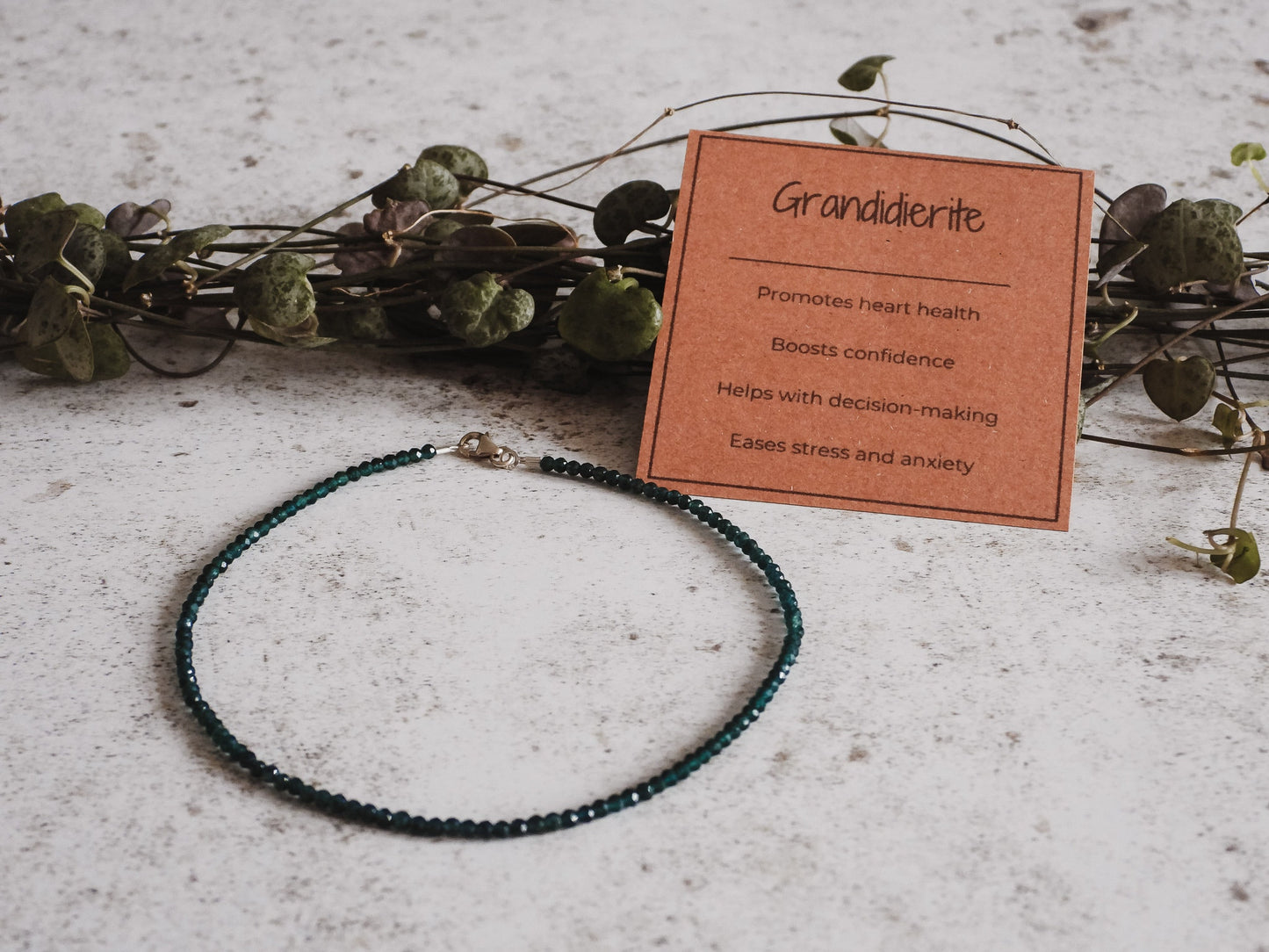 Dainty Teal Grandidierite Gemstone Anklet